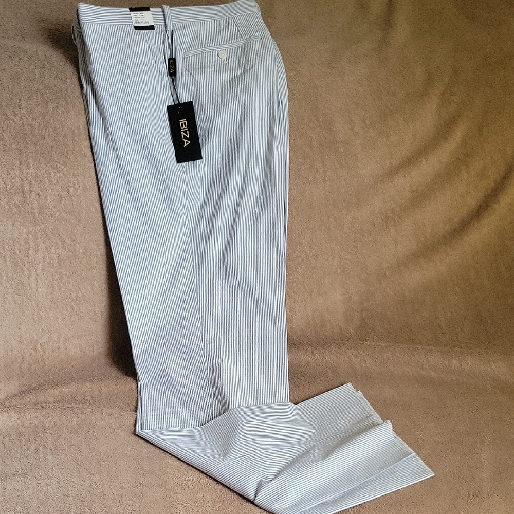 IBIZA Men's Pinstriped Blue Pants